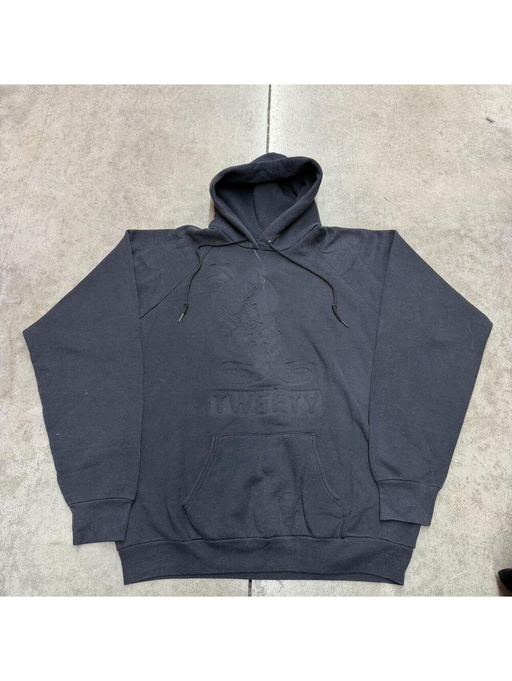 vintage tweety bird black embossed looney tunes made in usa hoodie size xl